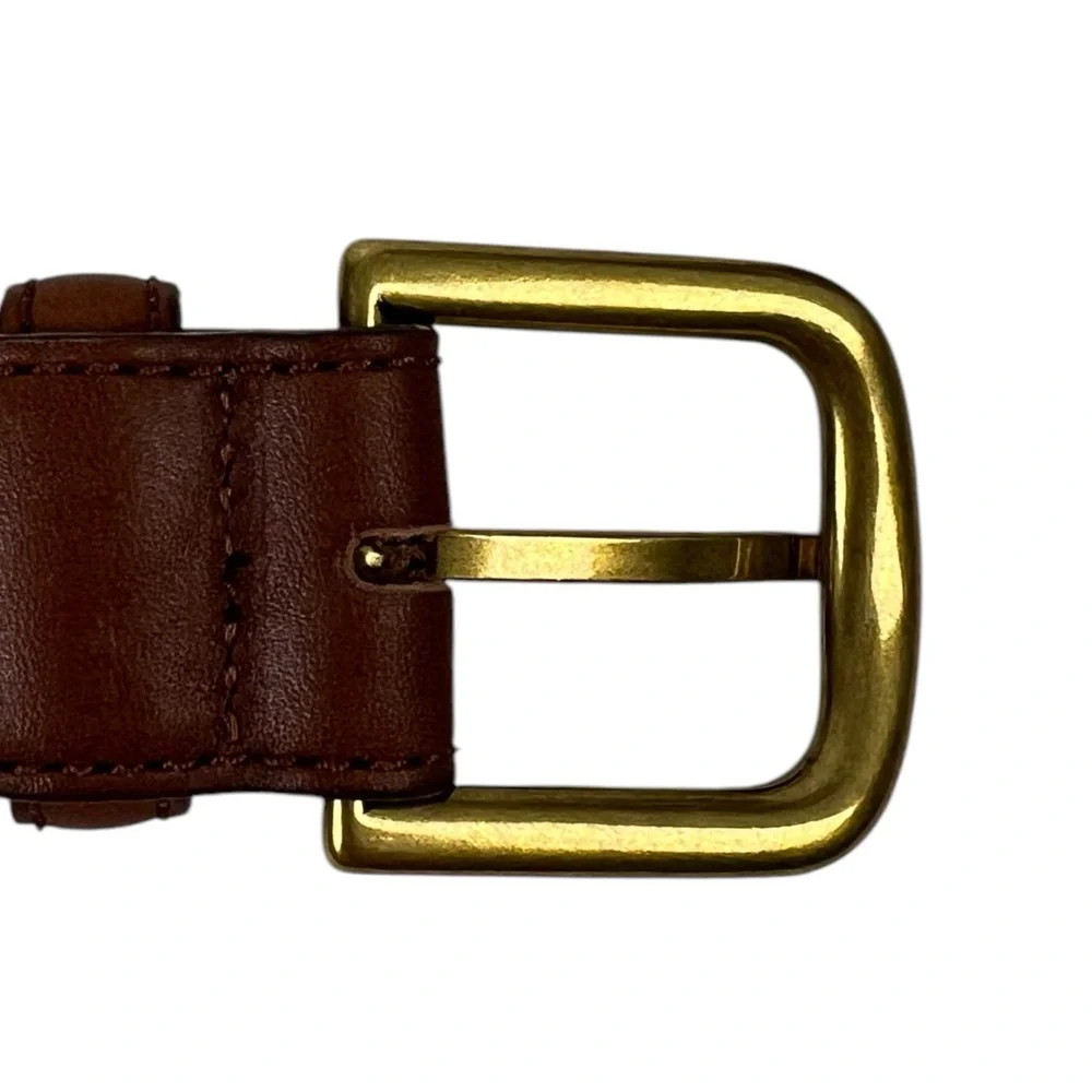 L.L. Bean Brown Full Grain Leather Made In USA Belt Mens Size 38 Casual EUC - Picture 7 of 12